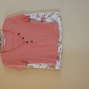 Floral skirt and 2 free v neck shirt